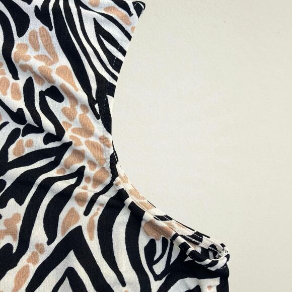 Mixed animal print cowl neck tank top zebra giraffe, Y2K indie bohemian boho - Picture 6 of 7